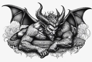 Satan full body laying down tattoo idea