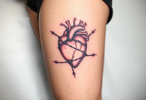 Heart wrapped in barb wire tattoo idea
