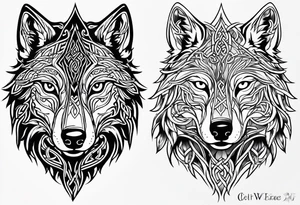 Celtic wolf face tattoo idea