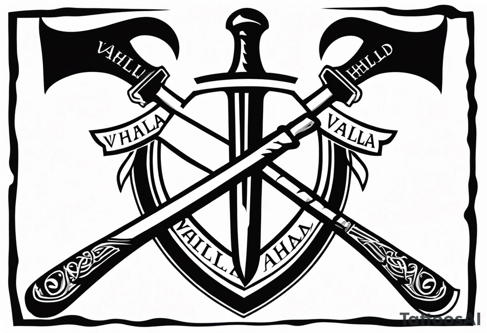 Valhalla shield  sword axe tattoo idea