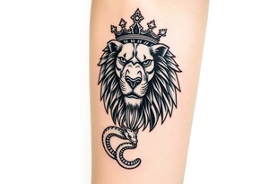 Majestic Lion with Egyptian crown and snake. More detailed tattoo idea