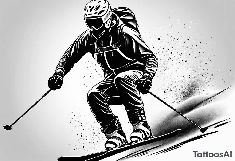 Skier in motion, fine line, more abstract tattoo idea Skier in motion, fine line, more abstract tattoo idea