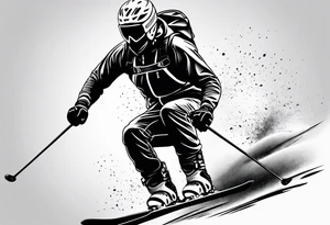 Skier in motion, fine line, more abstract tattoo idea