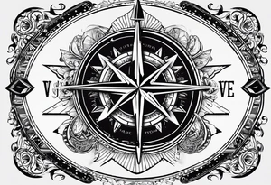guy faux compass. Slashed lettering long fencing swords for arrows tattoo idea