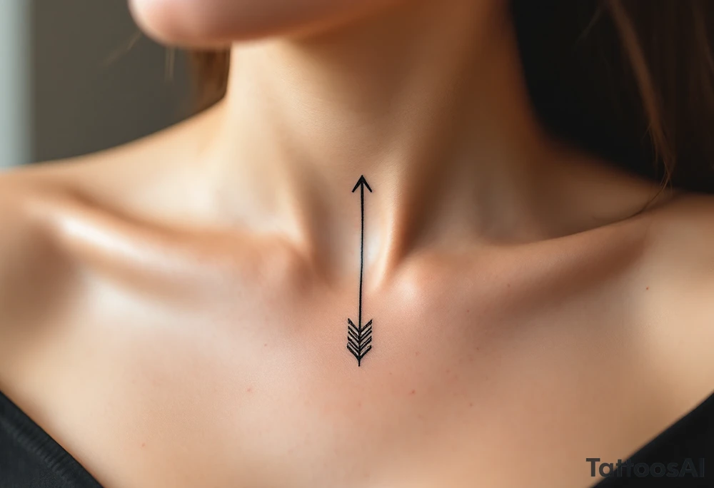 A continuous-line arrow in fine black ink, forming a seamless flow of energy and movement. tattoo idea