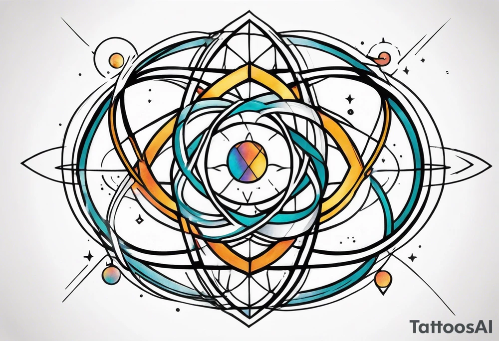 quantum atom with spiritual elements tattoo idea