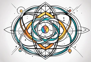 quantum atom with spiritual elements tattoo idea