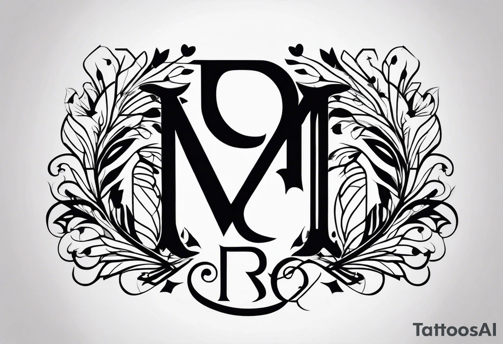 minimalist logo-style tattoo that consists only of the letters 'MRBG'. simple and not too fancy, just the clean and bold letters arranged in a stylish way. tattoo idea