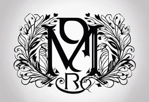 minimalist logo-style tattoo that consists only of the letters 'MRBG'. simple and not too fancy, just the clean and bold letters arranged in a stylish way. tattoo idea