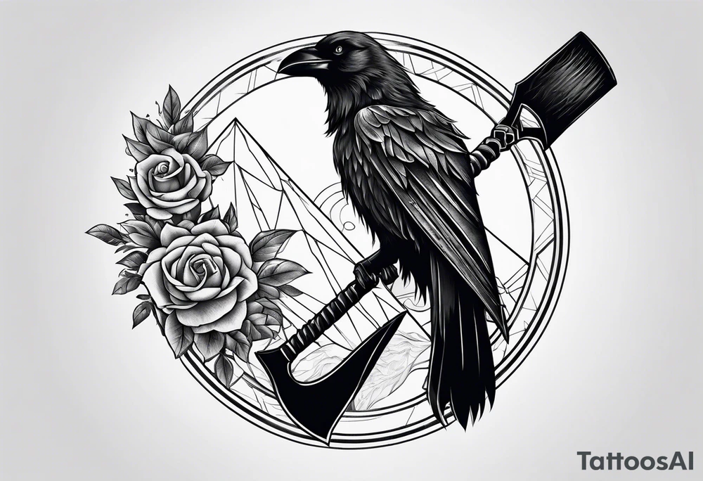 valkeryie wolf crow axe tattoo idea