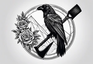 valkeryie wolf crow axe tattoo idea