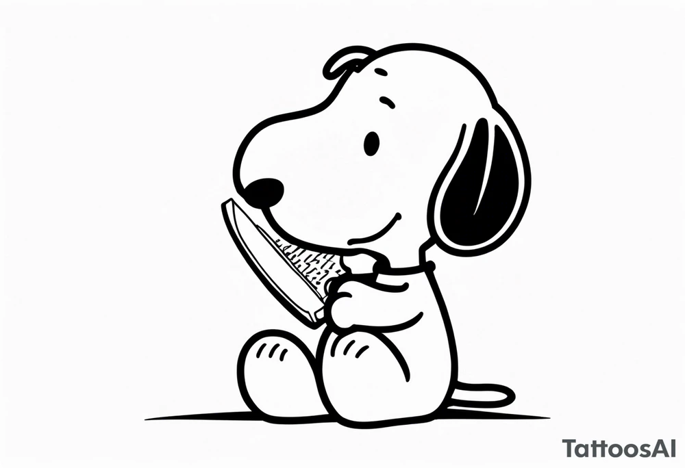 fine line snoopy on the phone tattoo idea