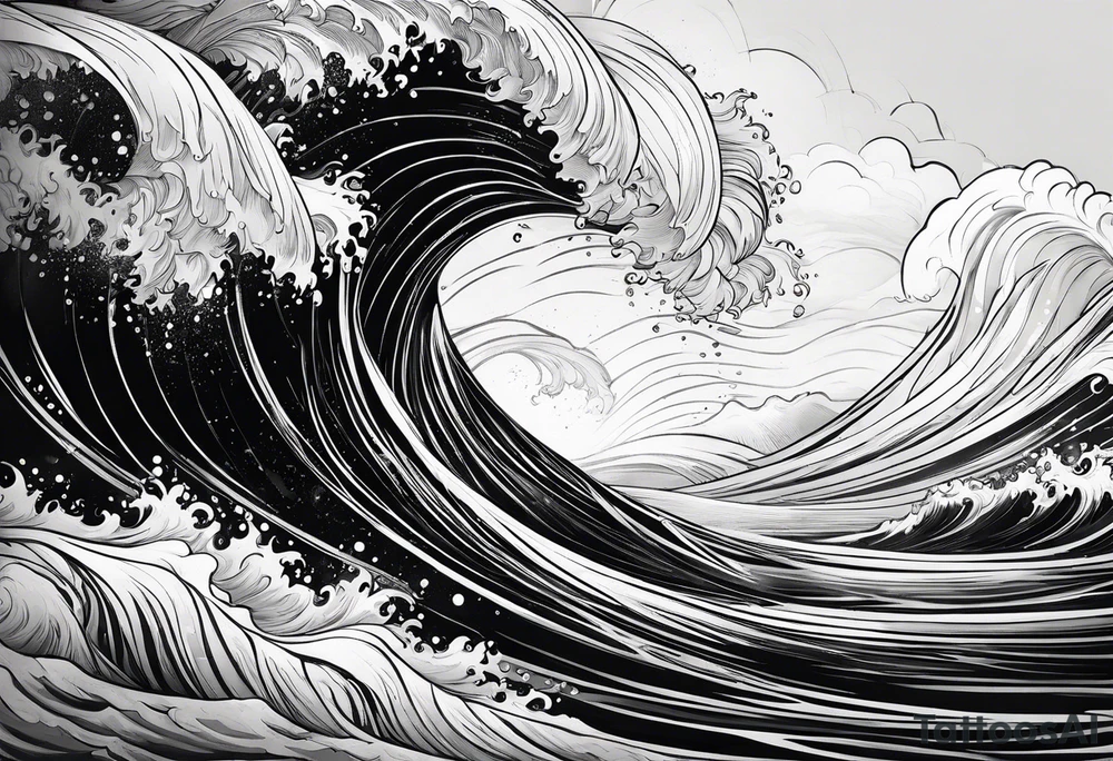 Ocean wave at sunset tattoo idea