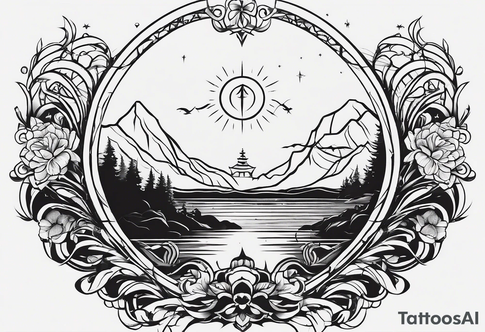 Create minimalistic tatoo symbolising freedom to live anywhere in the world. It should be peaceful and respectful. tattoo idea