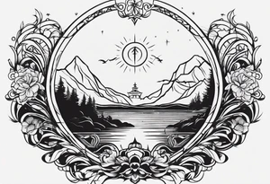 Create minimalistic tatoo symbolising freedom to live anywhere in the world. It should be peaceful and respectful. tattoo idea
