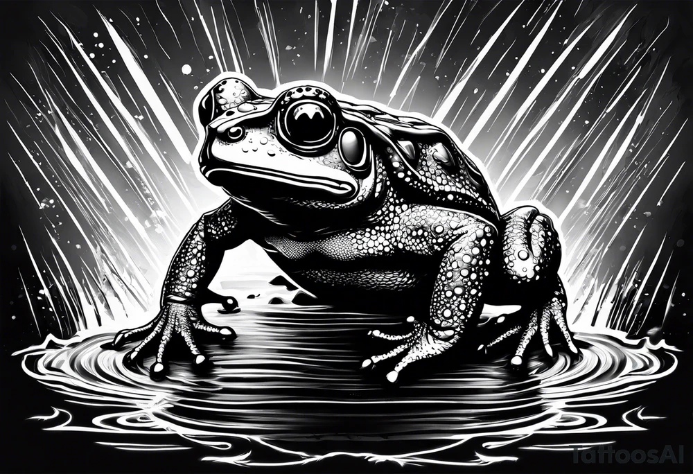 A toad in a thunderstorm tattoo idea