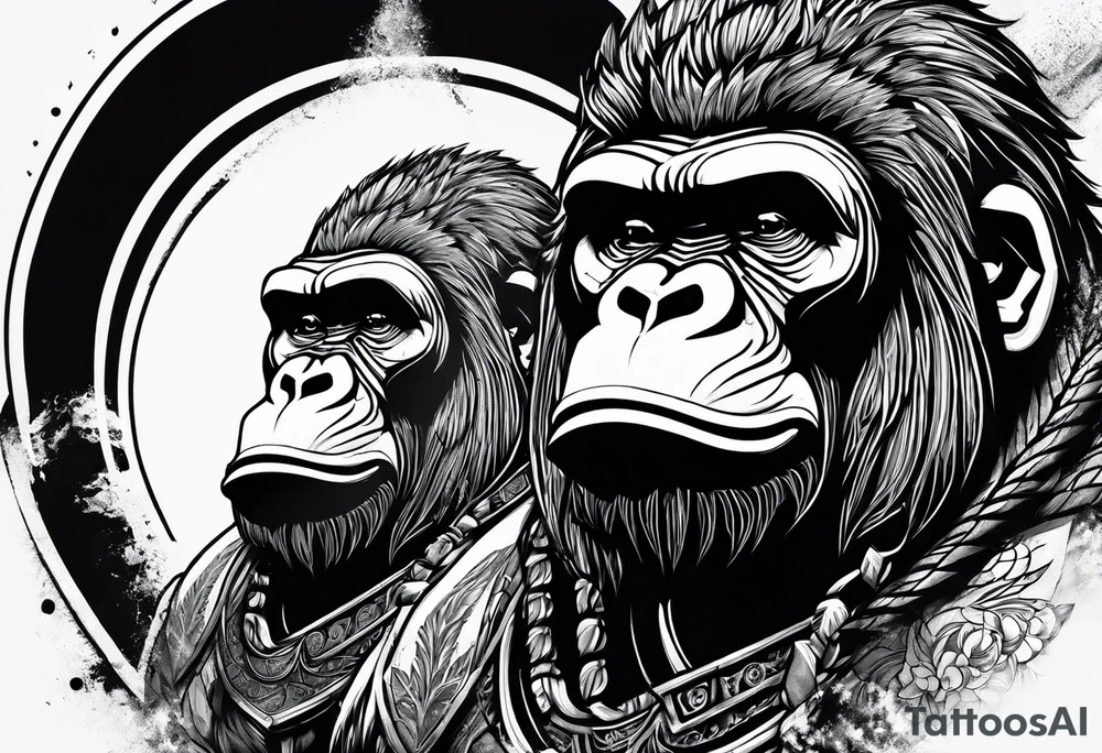 Warrior and gorilla tattoo idea