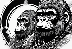 Warrior and gorilla tattoo idea