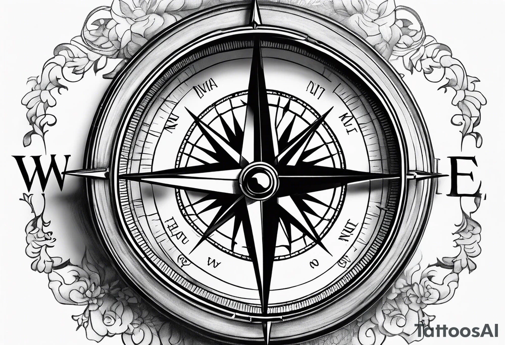 realistic compass tattoo idea