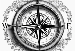 realistic compass tattoo idea