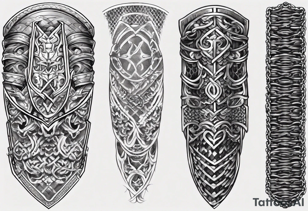 Arm sleeve chainmail armor tattoo idea