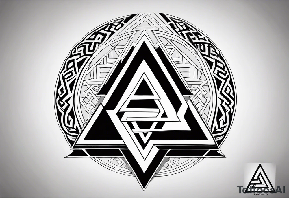 Valhalla sword shield valknut stairs tattoo idea