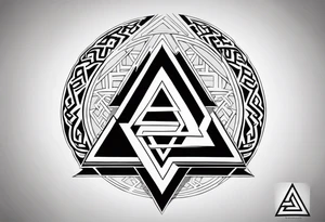Valhalla sword shield valknut stairs tattoo idea