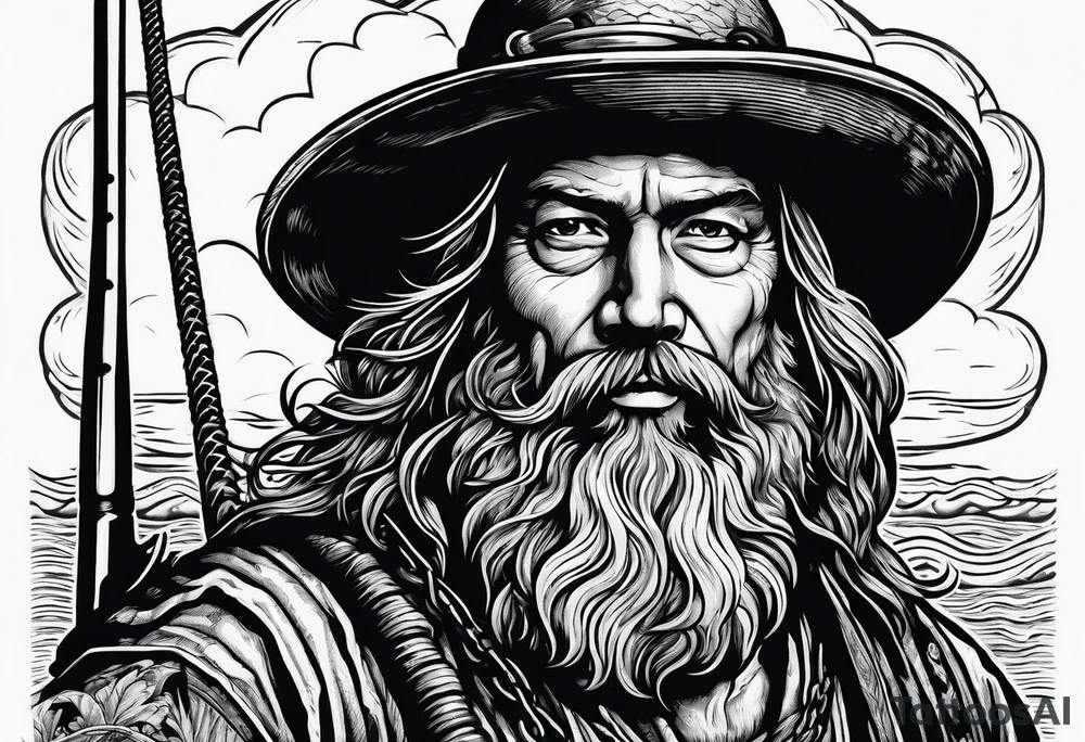 fisherman woodcut tattoo idea