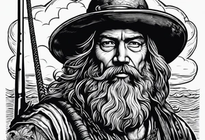 fisherman woodcut tattoo idea