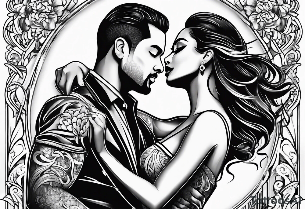 Dancing salsa bachata couple tattoo idea