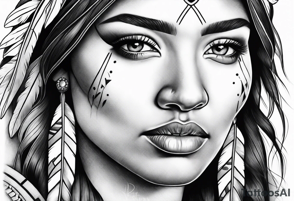 Native American woman tattoo idea