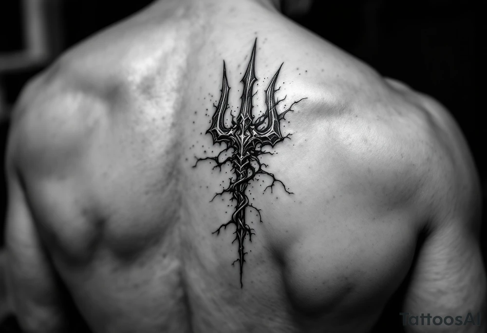 trident coming out of skin effect tattoo idea