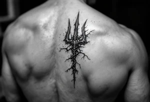 trident coming out of skin effect tattoo idea