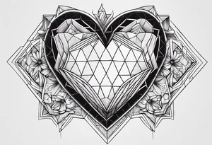 hexagon heart with black background tattoo idea