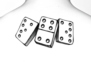 Three realistic domino tiles falling onto each other , showing the pips numbers 8, 7, and 6. tattoo idea