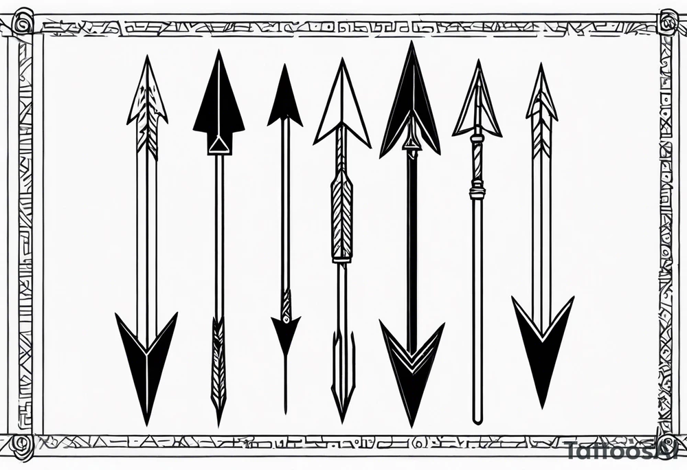 three minimalistic parallel medieval arrows. tattoo idea