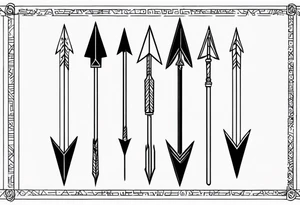 three minimalistic parallel medieval arrows. tattoo idea