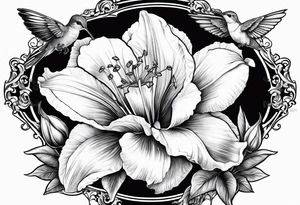 crying broken angel add rose, lily daffodil, daisy, carnation narcissus around add hummingbird tattoo idea