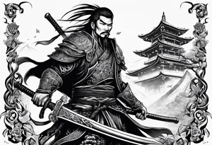 A badass Asian warrior who is also a skeleton tattoo idea