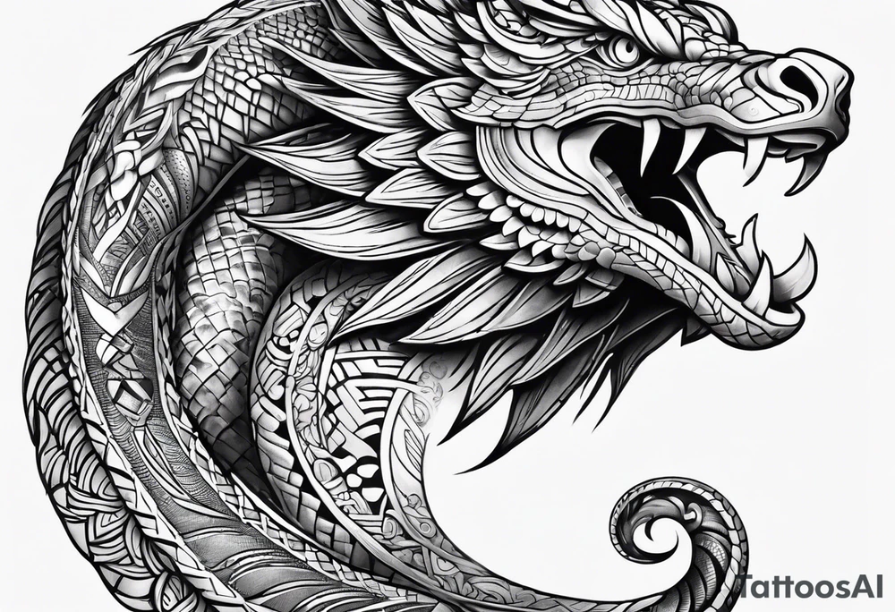 aztec snake sleeve tattoo idea