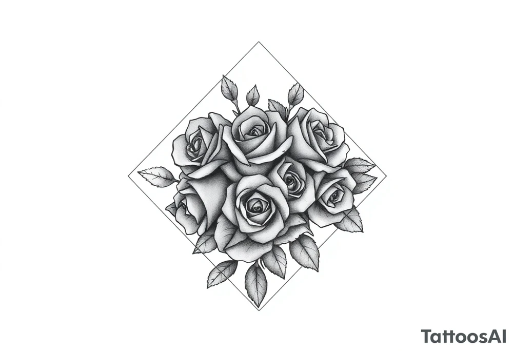 Small Roses filling up the inside of an lateral diamond shape tattoo idea