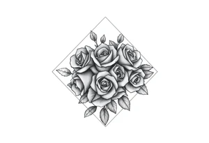 Small Roses filling up the inside of an lateral diamond shape tattoo idea