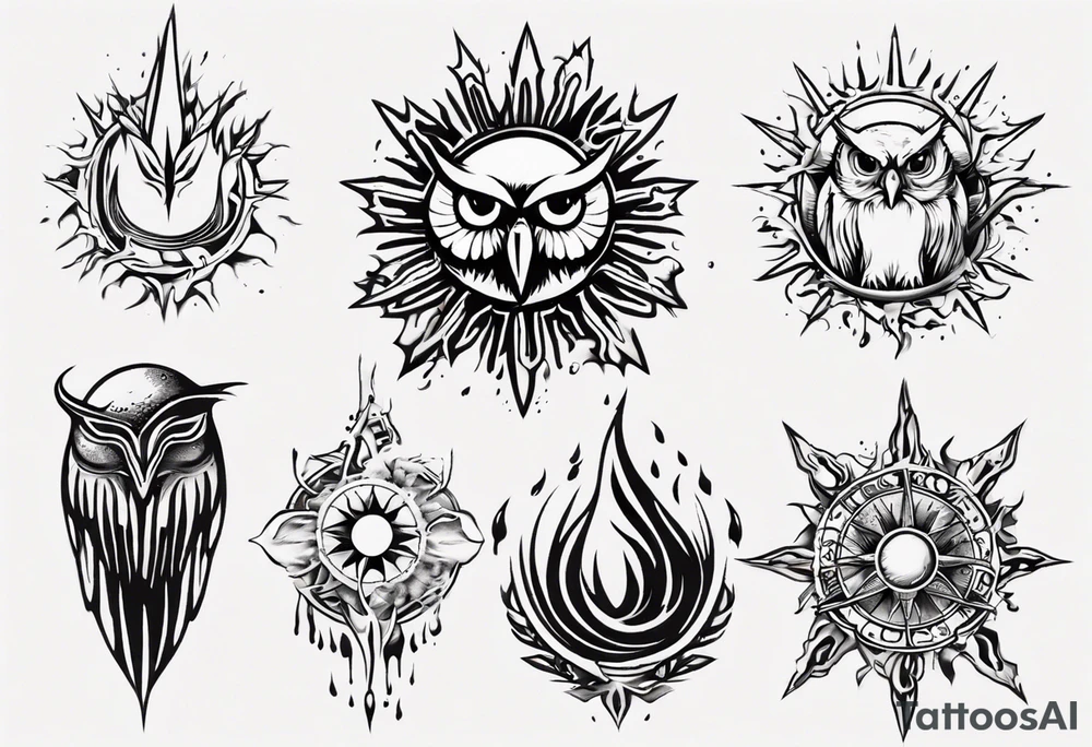 symbol eines Kriegers Wasser Eule Sonne 
Sapere Aude tattoo idea