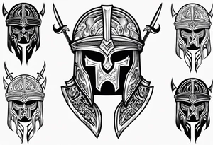 Valhalla  warrior soldier helmet Sword tattoo idea