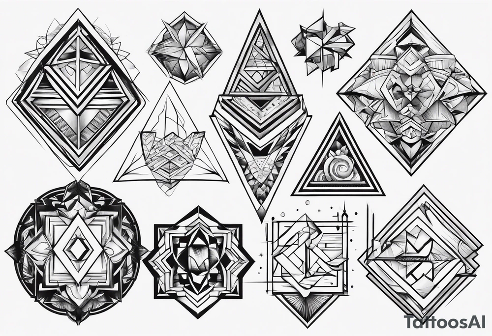 Variety of geometric shapes flash sheet tattoo idea