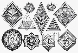 Variety of geometric shapes flash sheet tattoo idea