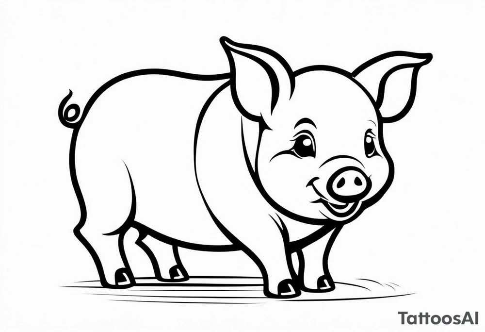 very cute happy piglet.
outline only.
black and white only.
only show the piglet. no extra lines or decoration.
no black shading.
dont make the ears too big.
draw only with very thin lines (1px)

should look like a tattoo that will only take 15 minutes to draw tattoo idea