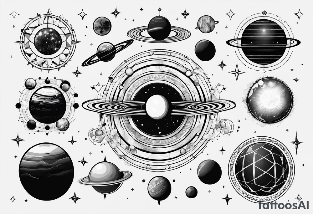solar system, on spine tattoo idea