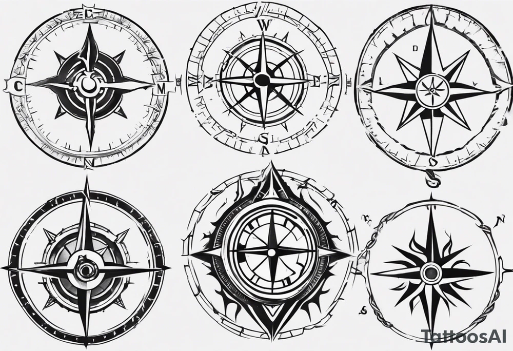 skyrim style compass tattoo idea