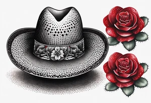 Mexican hat
red rose
day of dead
cactus tattoo idea